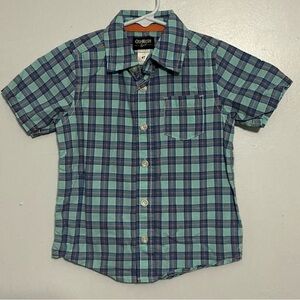 OshKosh B'gosh Teal and Navy Plaid Button Down Shirt